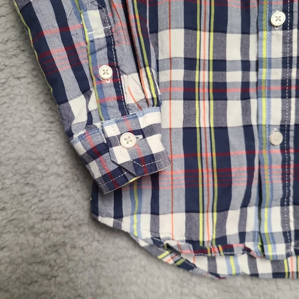 PLACE Boys Plaid Button Down Shirt 4T Long Sleeve Cotton Casual‎
